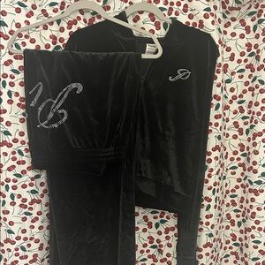 PINK Victoria's Secret Black Velour Sweat Set
